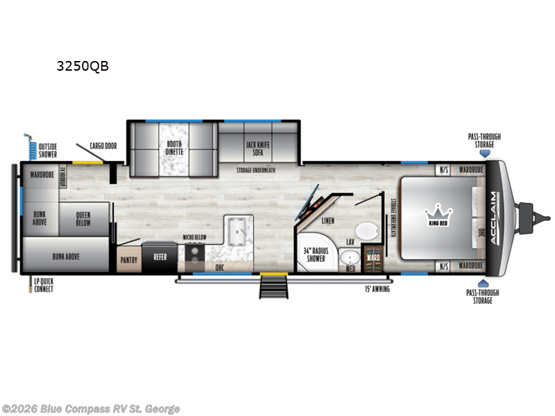 2026 East to West Acclaim 3250QB - New Travel Trailer For Sale by Blue Compass RV St. George in Hurricane, Utah features Slideout