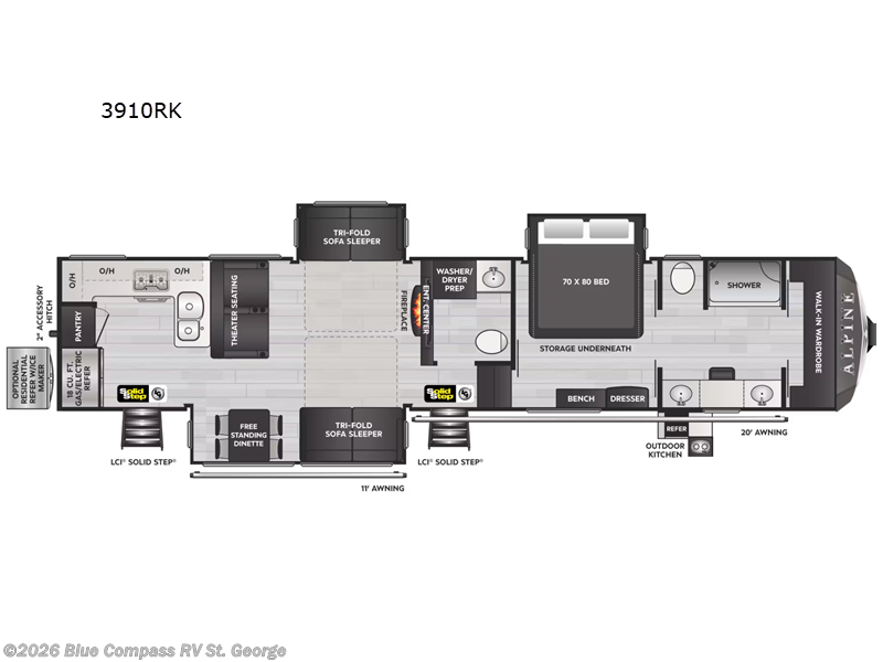 2023 Keystone Alpine 3910RK - Used Fifth Wheel For Sale by Blue Compass RV St. George in Hurricane, Utah features Slideout