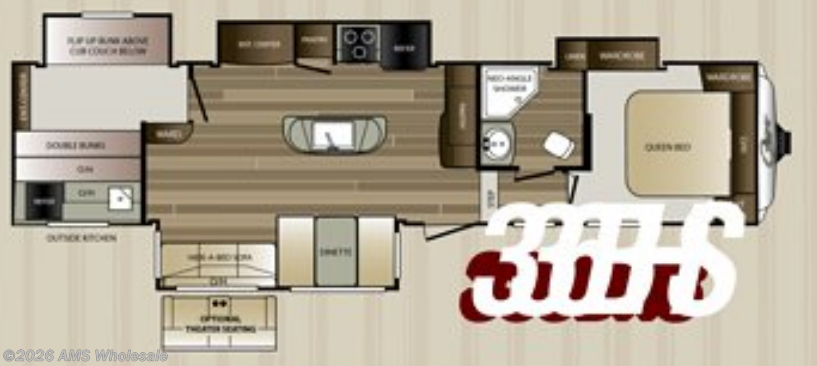 Floorplan of 2015 Keystone Cougar 336BHS