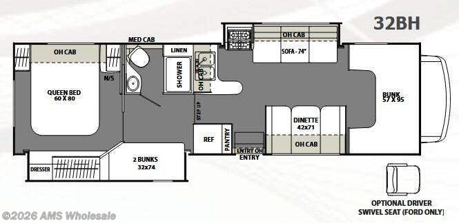 Floorplan of 2014 Coachmen Freelander 32BH (Chevy)