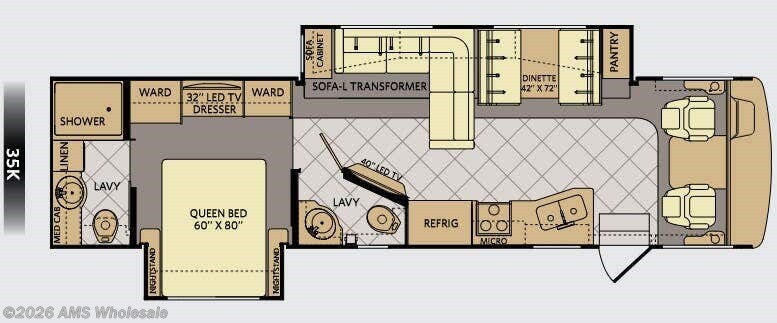 Floorplan of 2015 Fleetwood Bounder 35K
