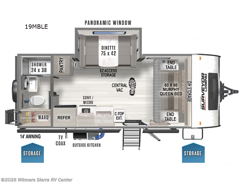 2022 Forest River Surveyor Legend 19MBLE - Used Travel Trailer For Sale by Winners Sierra RV Center in Colfax, California features Slideout