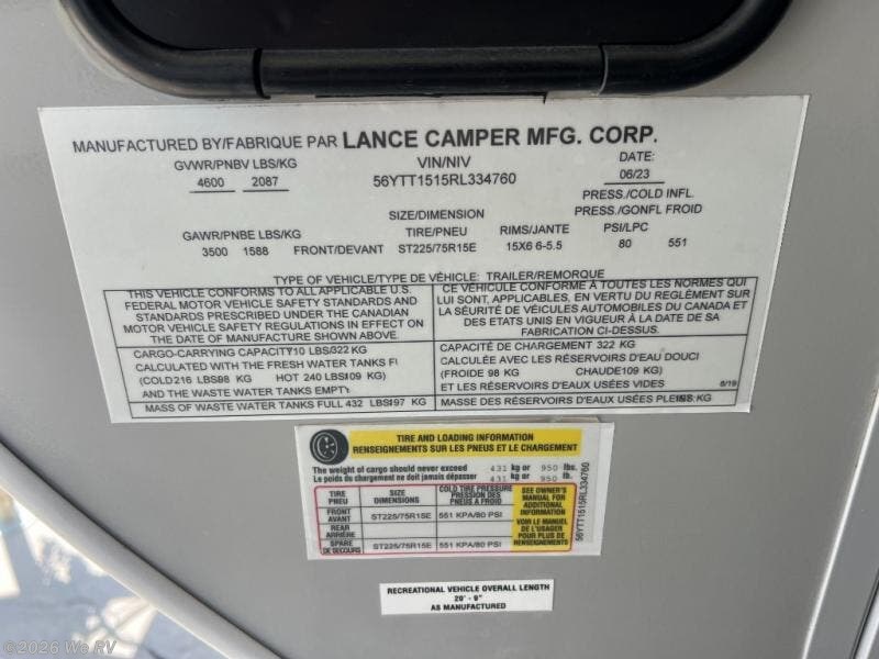 New 2024 Lance Lance Travel Trailers 1575 available in Hemet, California