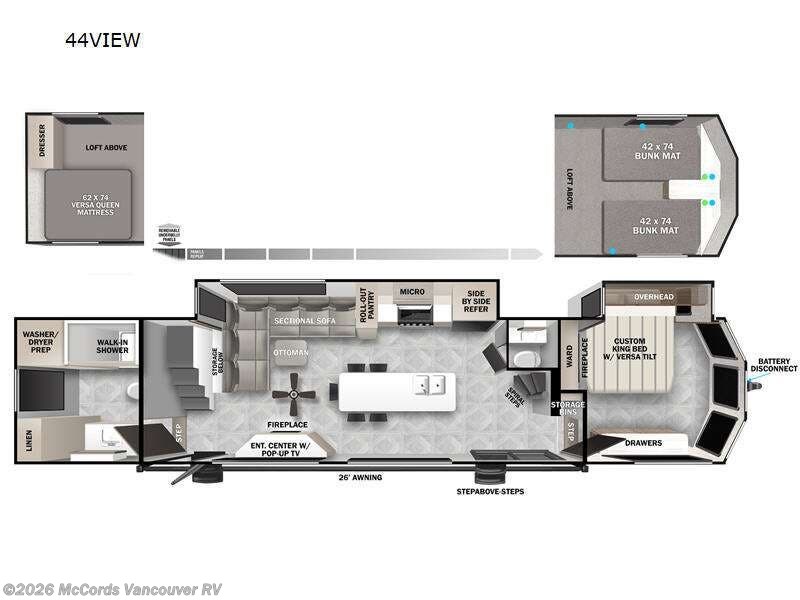 2025 Forest River Wildwood Grand Lodge 44VIEW - New Destination Trailer For Sale by McCords Vancouver RV in Battle Ground, Washington features Slideout