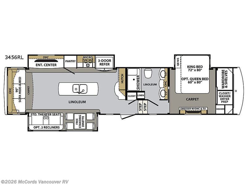 2018 Forest River Cardinal 3456RL - Used Fifth Wheel For Sale by McCords Vancouver RV in Battle Ground, Washington features Slideout