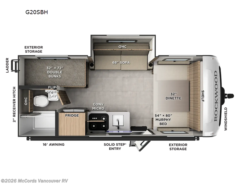 2027 Forest River Rockwood Geo Pro G20SBH - New Travel Trailer For Sale by McCords Vancouver RV in Battle Ground, Washington features Slideout