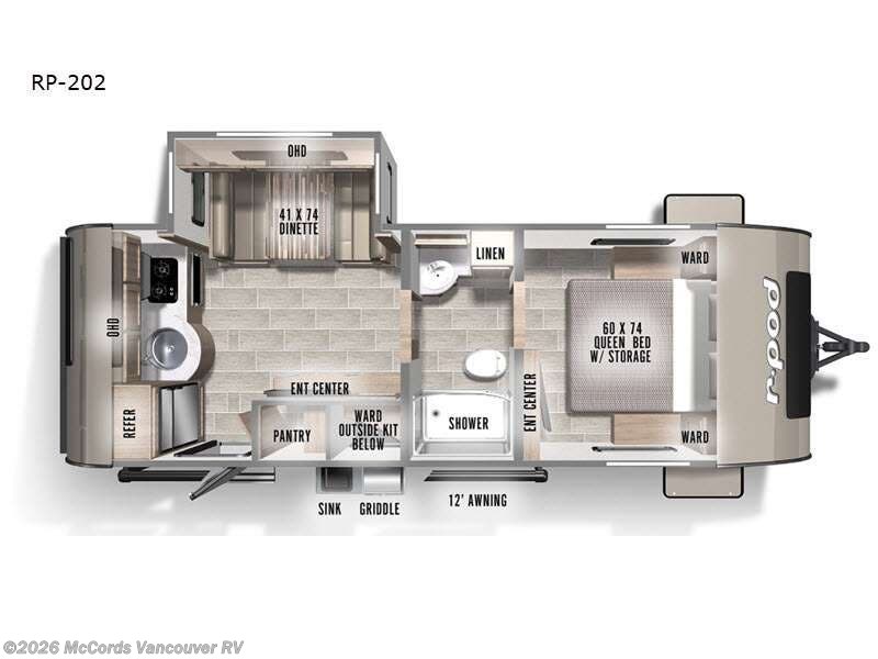 2021 Forest River R Pod RP-202 - Used Travel Trailer For Sale by McCords Vancouver RV in Battle Ground, Washington features Slideout