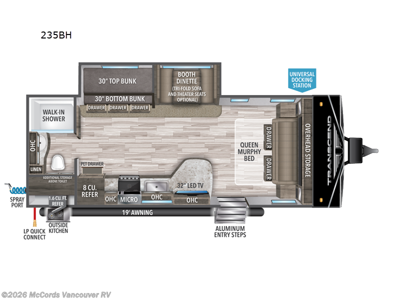 2023 Grand Design Transcend Xplor 235BH - Used Travel Trailer For Sale by McCords Vancouver RV in Battle Ground, Washington features Slideout