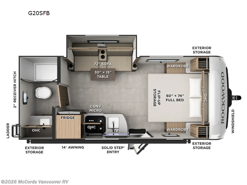 2027 Forest River Rockwood Geo Pro G20SFB - New Travel Trailer For Sale by McCords Vancouver RV in Battle Ground, Washington features Slideout