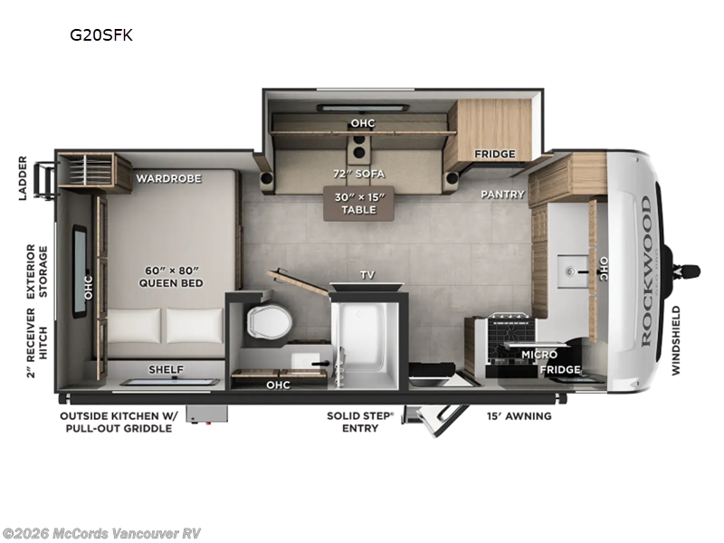 2027 Forest River Rockwood Geo Pro G20SFK - New Travel Trailer For Sale by McCords Vancouver RV in Battle Ground, Washington features Slideout