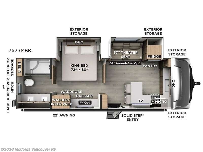 2027 Forest River Rockwood Ultra Lite 2623MBR - New Travel Trailer For Sale by McCords Vancouver RV in Battle Ground, Washington features Slideout