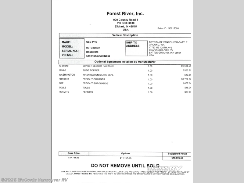 2027 Rockwood Geo Pro G20SBH by Forest River from McCords Vancouver RV in Battle Ground, Washington