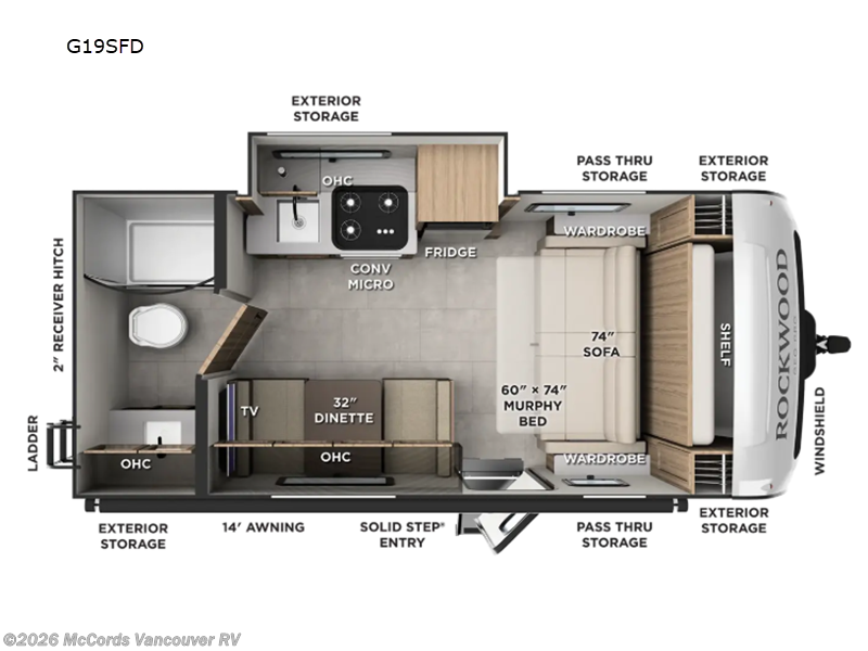 2027 Forest River Rockwood Geo Pro G19SFD - New Travel Trailer For Sale by McCords Vancouver RV in Battle Ground, Washington features Slideout