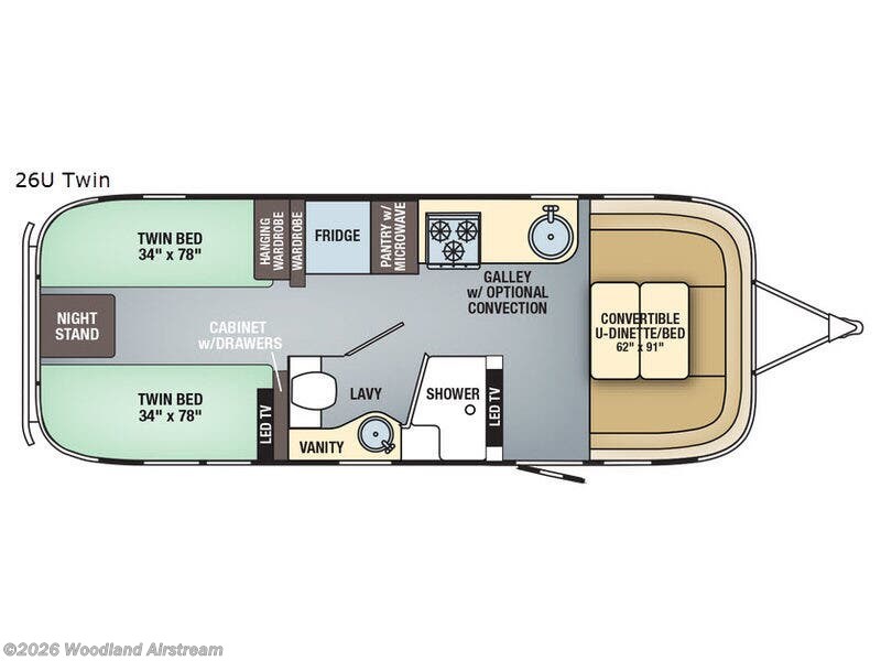 2018 Airstream Flying Cloud 26U Twin - Used Travel Trailer For Sale by Woodland Airstream in Lebanon, Indiana