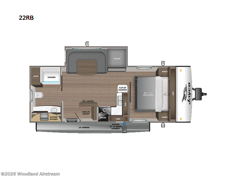 2023 Jayco Jay Feather 22RB - Used Travel Trailer For Sale by Woodland Airstream in Lebanon, Indiana features Slideout
