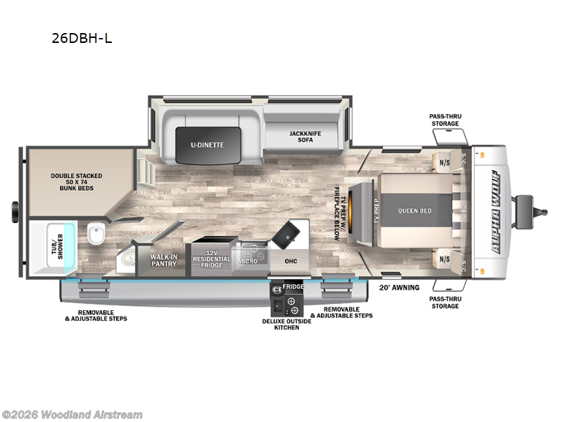 2023 Forest River Cherokee Alpha Wolf 26DBH-L - Used Travel Trailer For Sale by Woodland Airstream in Georgetown, Kentucky features Slideout