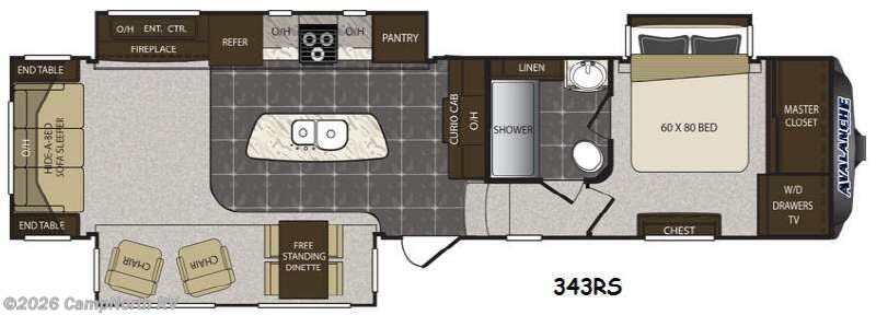 2014 Keystone Avalanche 343RS - Used Fifth Wheel For Sale by CampNorth RV in Schoolcraft, Michigan features Slideout