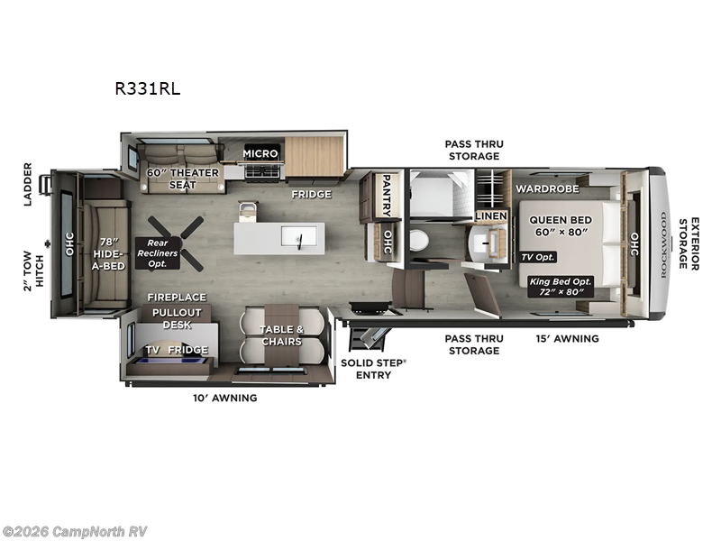 2026 Forest River Rockwood Signature R331RL - New Fifth Wheel For Sale by CampNorth RV in Schoolcraft, Michigan features Slideout