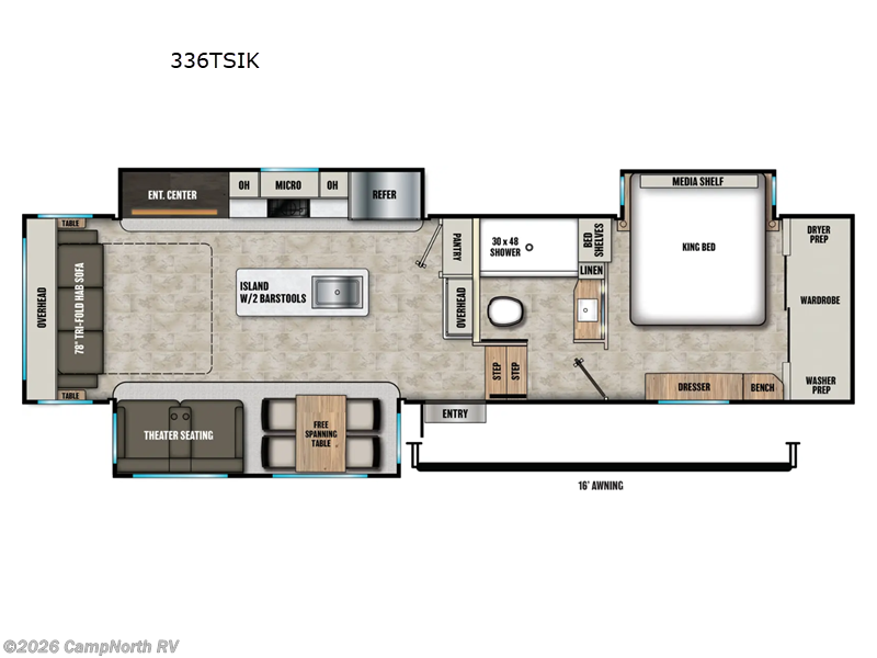 2026 Coachmen Chaparral 336TSIK - New Fifth Wheel For Sale by CampNorth RV in Schoolcraft, Michigan features Slideout