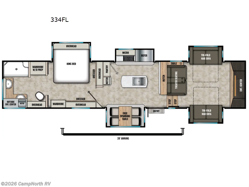 2026 Coachmen Chaparral 334FL - New Fifth Wheel For Sale by CampNorth RV in Schoolcraft, Michigan features Slideout