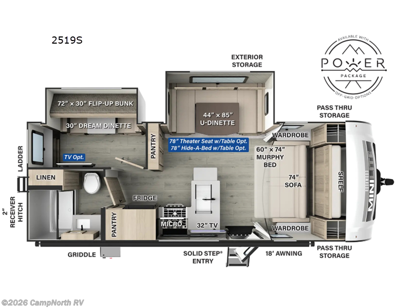 2026 Forest River Rockwood Mini Lite 2519S - New Travel Trailer For Sale by CampNorth RV in Schoolcraft, Michigan features Slideout