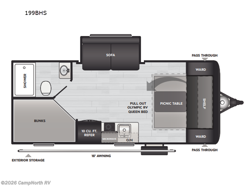 2026 Keystone Hideout Mini 199BHS - New Travel Trailer For Sale by CampNorth RV in Schoolcraft, Michigan features Slideout
