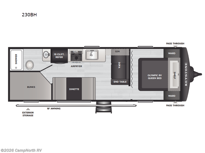 2026 Keystone Hideout 230BH - New Travel Trailer For Sale by CampNorth RV in Schoolcraft, Michigan