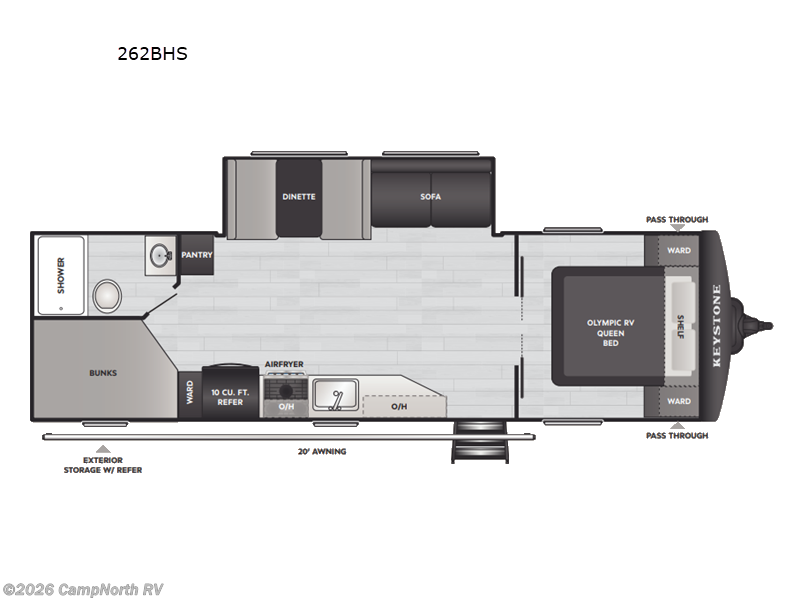 2026 Keystone Hideout 262BHS - New Travel Trailer For Sale by CampNorth RV in Schoolcraft, Michigan features Slideout