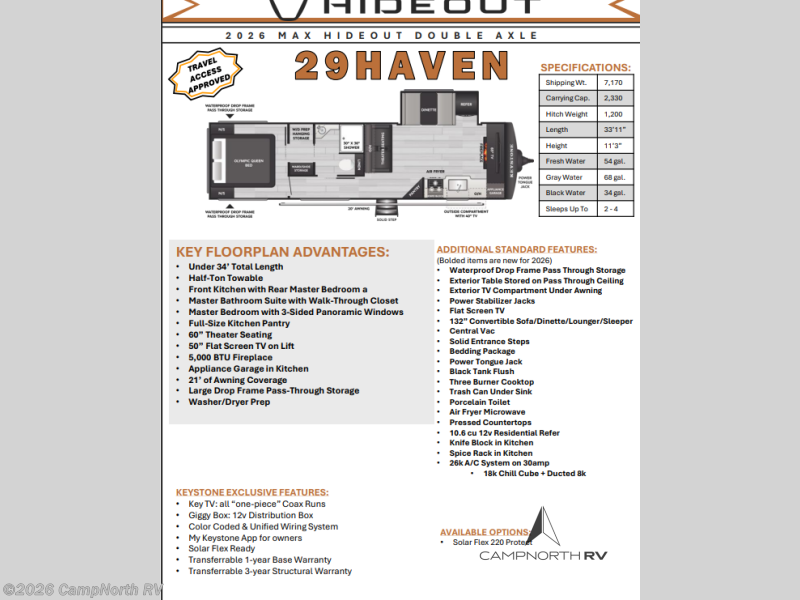 2026 Hideout Max 29HAVEN by Keystone from CampNorth RV in Schoolcraft, Michigan
