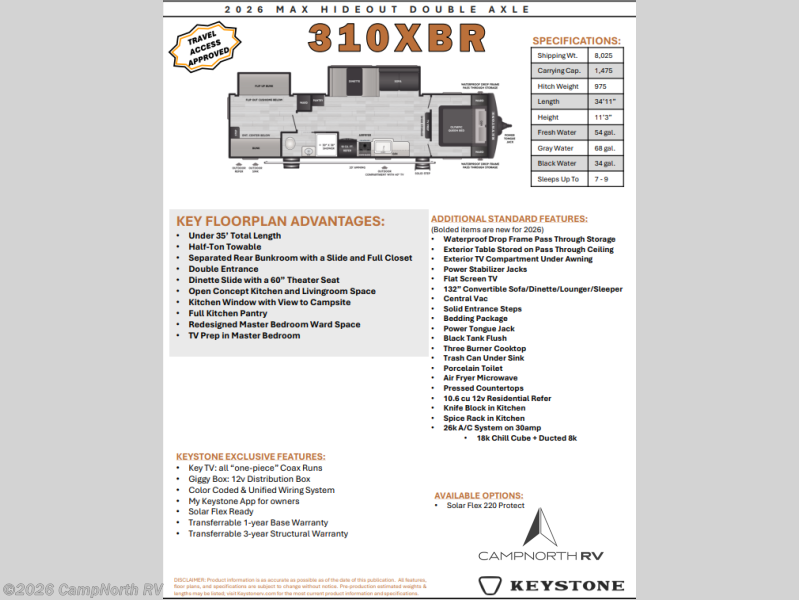 2026 Hideout Max 300XBR by Keystone from CampNorth RV in Schoolcraft, Michigan