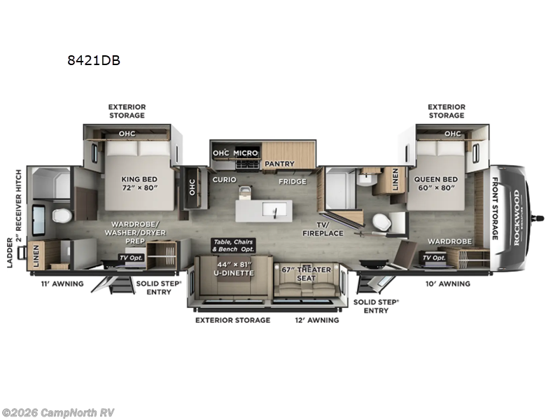 2026 Forest River Rockwood Signature 8421DB - New Travel Trailer For Sale by CampNorth RV in Schoolcraft, Michigan features Slideout