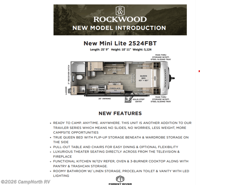 2026 Forest River Rockwood Mini Lite 2524FBT - New Travel Trailer For Sale by CampNorth RV in Schoolcraft, Michigan