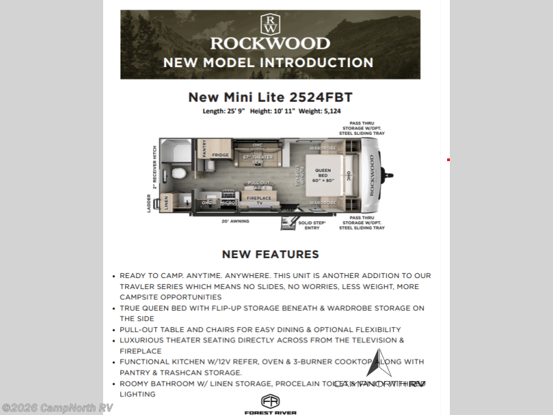 2026 Rockwood Mini Lite 2524FBT by Forest River from CampNorth RV in Schoolcraft, Michigan
