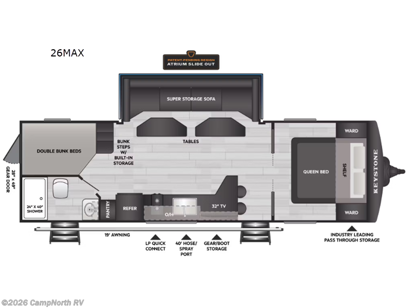 2026 Keystone Walkabout 26MAX - New Travel Trailer For Sale by CampNorth RV in Schoolcraft, Michigan features Slideout
