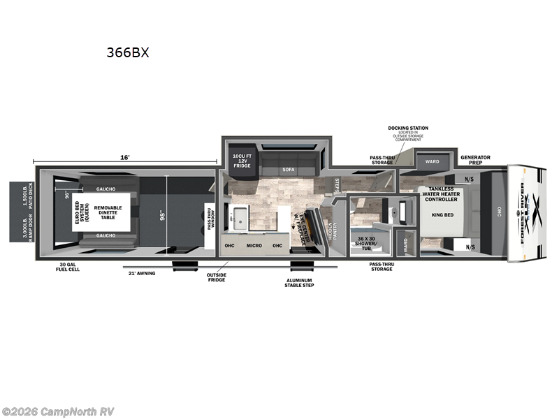 2026 Forest River XLR Boost X 366BX - New Toy Hauler For Sale by CampNorth RV in Schoolcraft, Michigan features Slideout