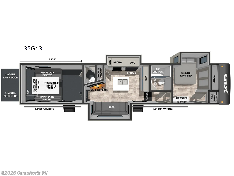 2026 Forest River XLR Nitro 35G13 - New Toy Hauler For Sale by CampNorth RV in Schoolcraft, Michigan features Slideout