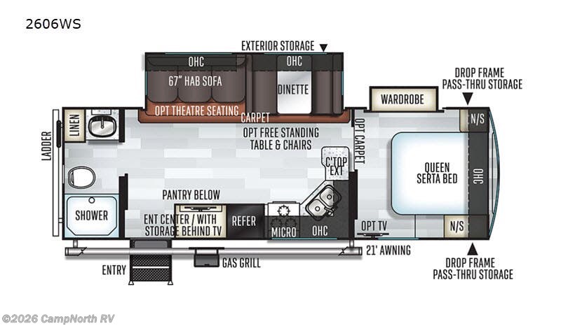 2019 Forest River Rockwood Ultra Lite 2606WS - Used Travel Trailer For Sale by CampNorth RV in Schoolcraft, Michigan features Slideout