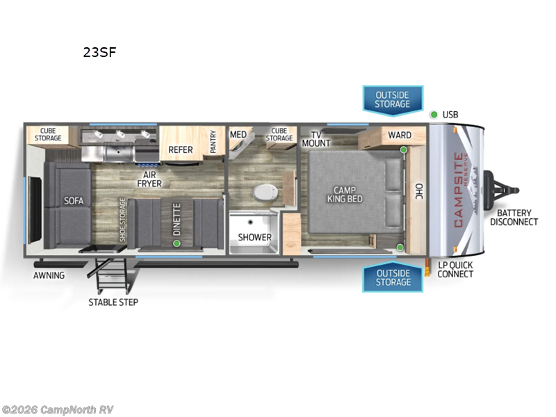 2025 Forest River Campsite Reserve 23SF - Used Travel Trailer For Sale by CampNorth RV in Schoolcraft, Michigan