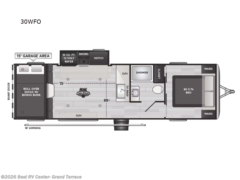 2026 Keystone Raptor Carbon Series 30WFO - New Toy Hauler For Sale by Best RV Center- Grand Terrace in Grand Terrace, California features Slideout