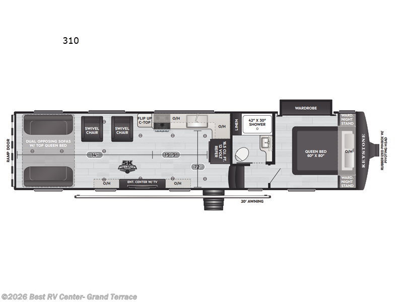 2026 Keystone Raptor Carbon Series 310 - New Toy Hauler For Sale by Best RV Center- Grand Terrace in Grand Terrace, California features Slideout