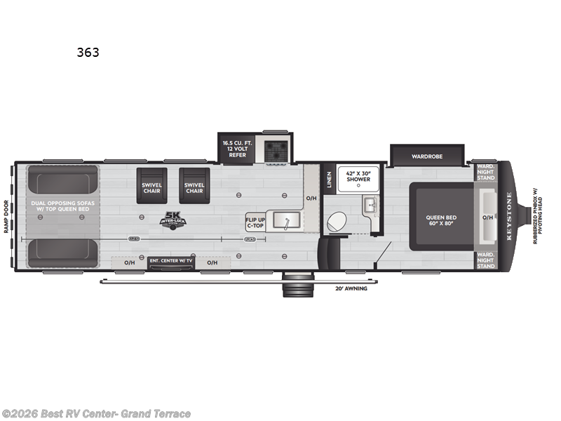 2026 Keystone Raptor Carbon Series 363 - New Toy Hauler For Sale by Best RV Center- Grand Terrace in Grand Terrace, California features Slideout