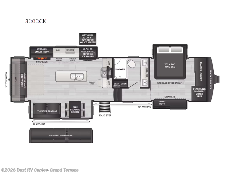 2026 Keystone Alpine 3303CK - New Fifth Wheel For Sale by Best RV Center- Grand Terrace in Grand Terrace, California features Slideout
