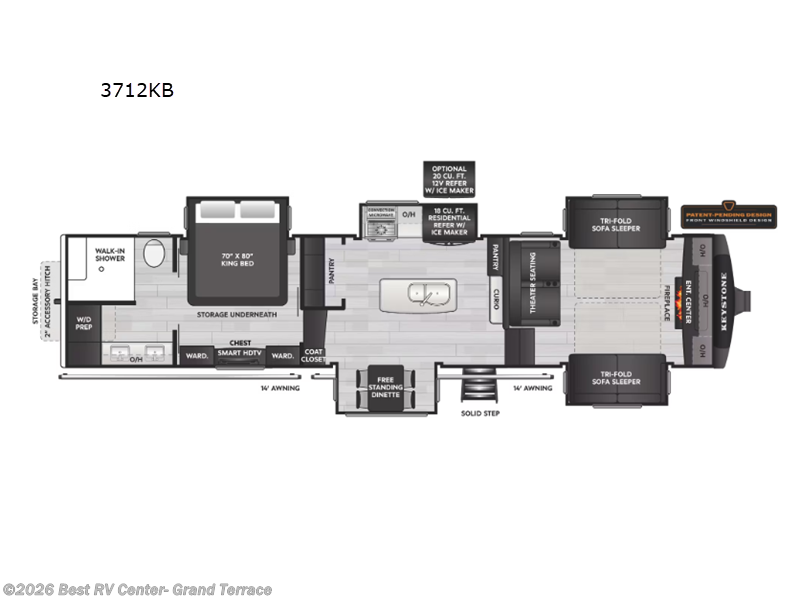 2026 Keystone Alpine 3712KB - New Fifth Wheel For Sale by Best RV Center- Grand Terrace in Grand Terrace, California features Slideout