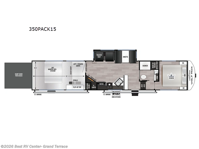 2026 Forest River Cherokee Wolf Pack 350PACK15 - New Toy Hauler For Sale by Best RV Center- Grand Terrace in Grand Terrace, California features Slideout