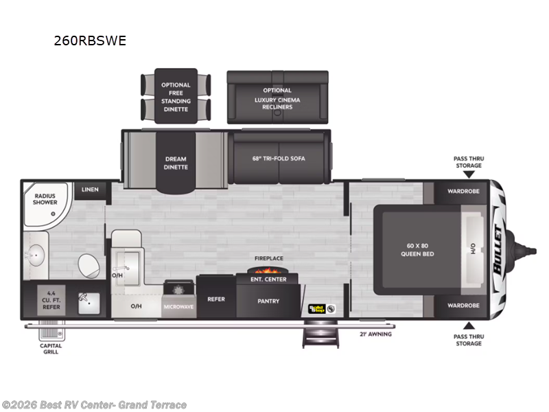 2025 Keystone Bullet Crossfire 260RBSWE - New Travel Trailer For Sale by Best RV Center- Grand Terrace in Grand Terrace, California features Slideout