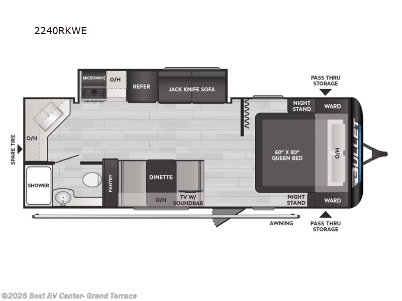 2026 Keystone Bullet Classic 2240RKWE - New Travel Trailer For Sale by Best RV Center- Grand Terrace in Grand Terrace, California features Slideout