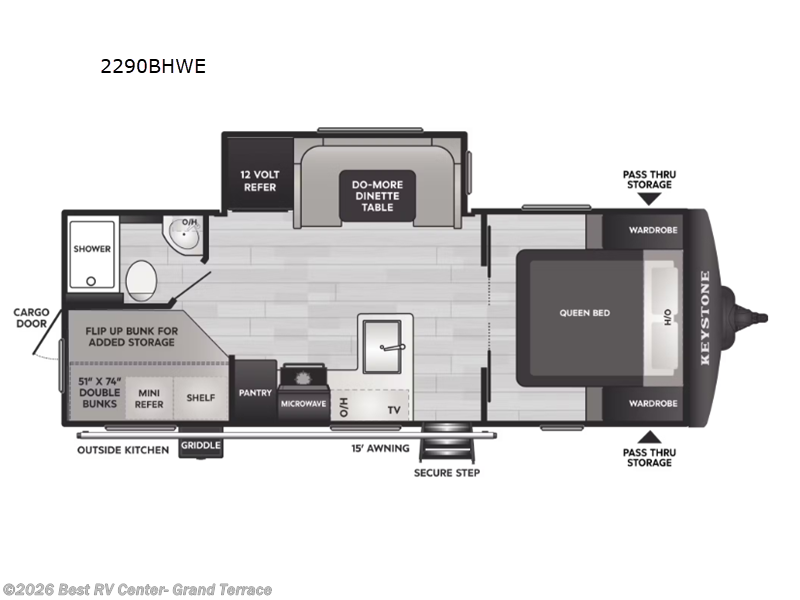 2026 Keystone Bullet Crossfire 2290BHWE - New Travel Trailer For Sale by Best RV Center- Grand Terrace in Grand Terrace, California features Slideout