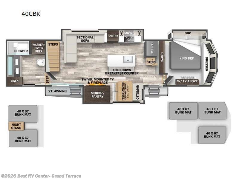 2025 Forest River Cedar Creek Cottage 40CBK - New Destination Trailer For Sale by Best RV Center- Grand Terrace in Grand Terrace, California features Slideout