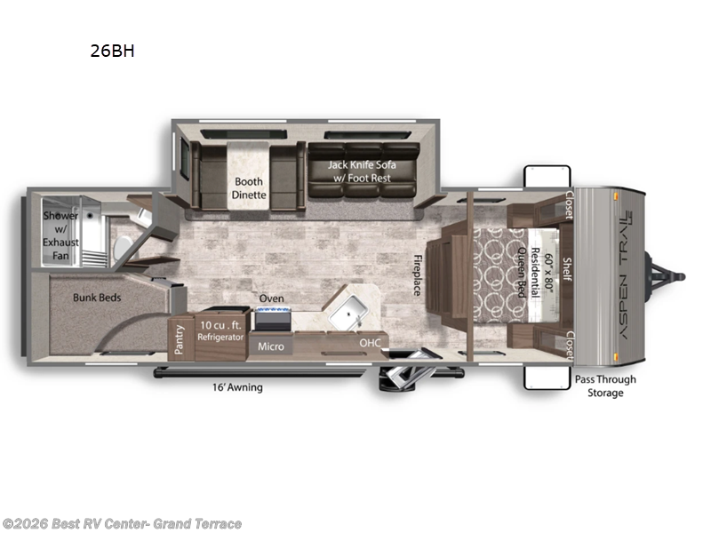 2026 Dutchmen Aspen Trail LE 26BH - New Travel Trailer For Sale by Best RV Center- Grand Terrace in Grand Terrace, California features Slideout