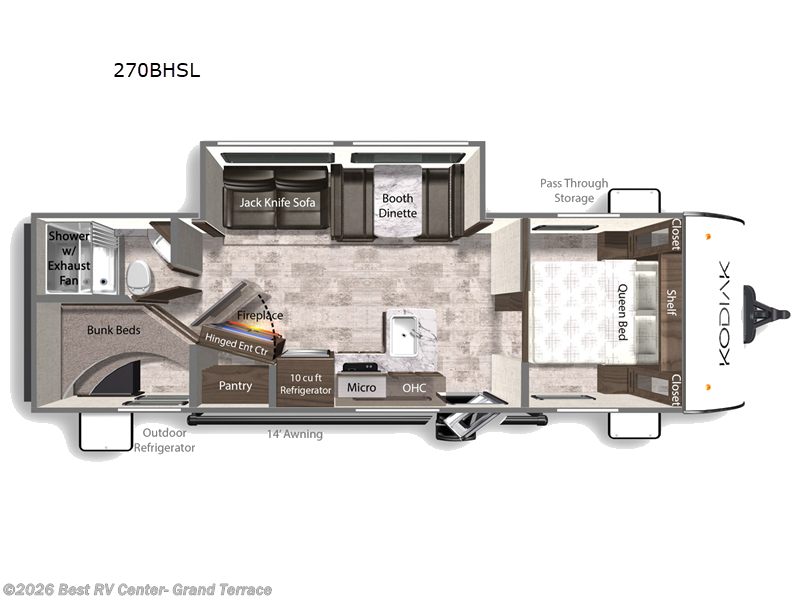 2026 Dutchmen Kodiak 270BHSL - New Travel Trailer For Sale by Best RV Center- Grand Terrace in Grand Terrace, California features Slideout